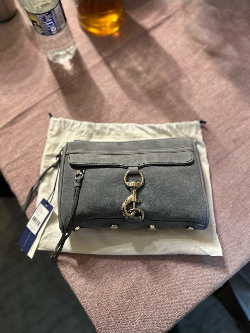 Rebecca Minkoff Gray Leather Mini MAC Crossbody with Silver Hardware